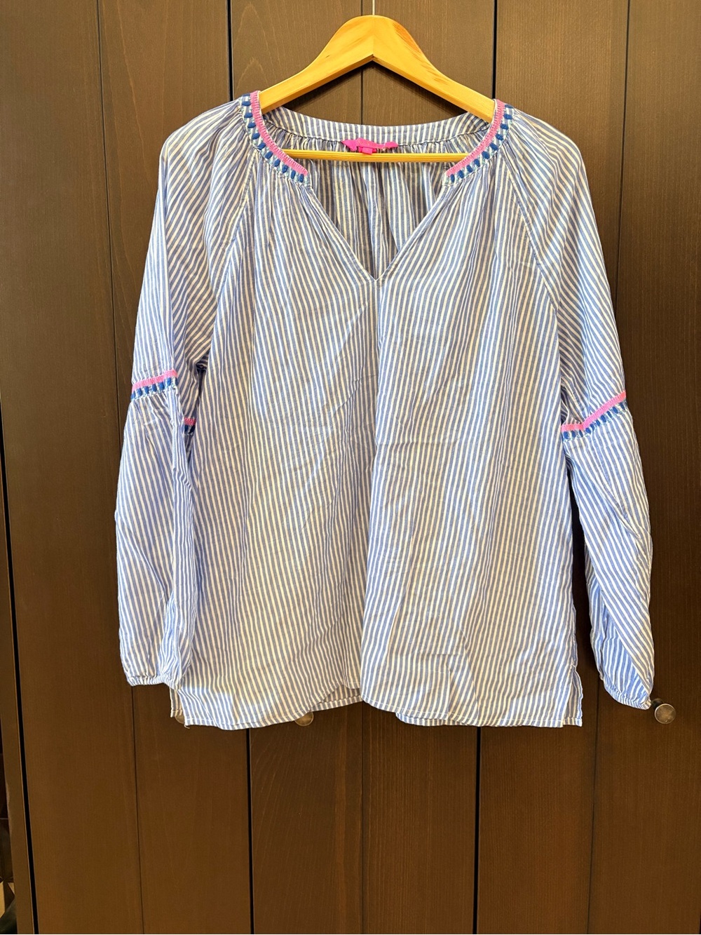 GUC Lilly Pulitzer Striped Embroidered Blouse